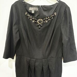 Donna Ricco Jeweled Neckline Dress | Black | Size 12 | Excellent Condition
